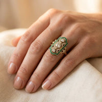 Art Deco Gold Diamond Emerald Ring