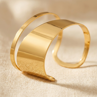 Gold Stainless Steel Textured Cuff Bracelet