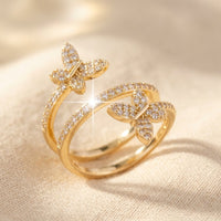 Pavé Gold Double Butterfly Band Ring