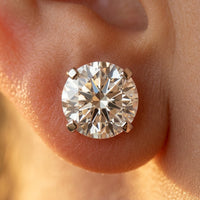 Classic Silver Round Moissanite Stud Earrings