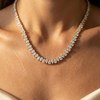 Gold Pear Shaped Diamond Tennis Necklace