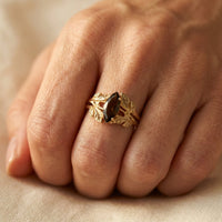 Vintage Gold Smoky Quartz Wing Ring