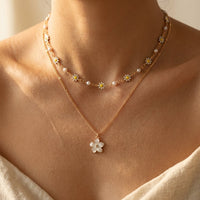 Boho Gold Layered Daisy Flower Necklace