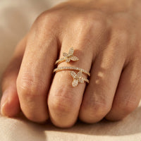 Pavé Gold Double Butterfly Band Ring