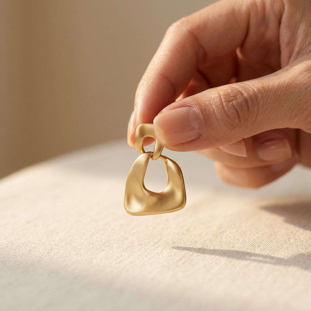 Brushed Gold Hollow Square Drop Earrings