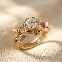 Exquisite Flower Zirconia Retro Handmade Engagement Ring