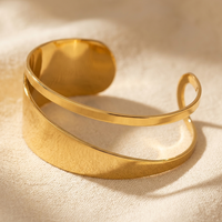 Gold Stainless Steel Textured Cuff Bracelet