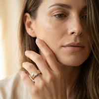 Two Tone Gold Bezel Round Diamond Ring