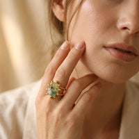 Vintage Gold Raw Emerald Oval Ring