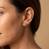 Natural Citrine Silver Stud Earrings