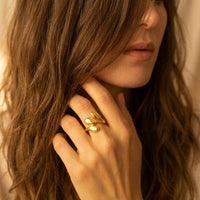 Gold Polished Teardrop Petal Ring