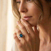 Rose Gold London Blue Topaz Square Ring