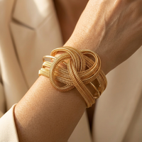 Gold Geometric Hollow Open Cuff Bracelet
