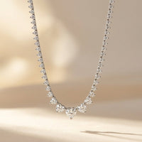 Silver Heart Graduated Tennis Necklace