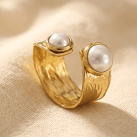 Gold Pearl Double Round Pendant Necklace