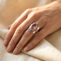 Vintage Silver Pink Tourmaline Oval Ring