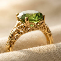 Vintage Gold Filigree Peridot Oval Ring