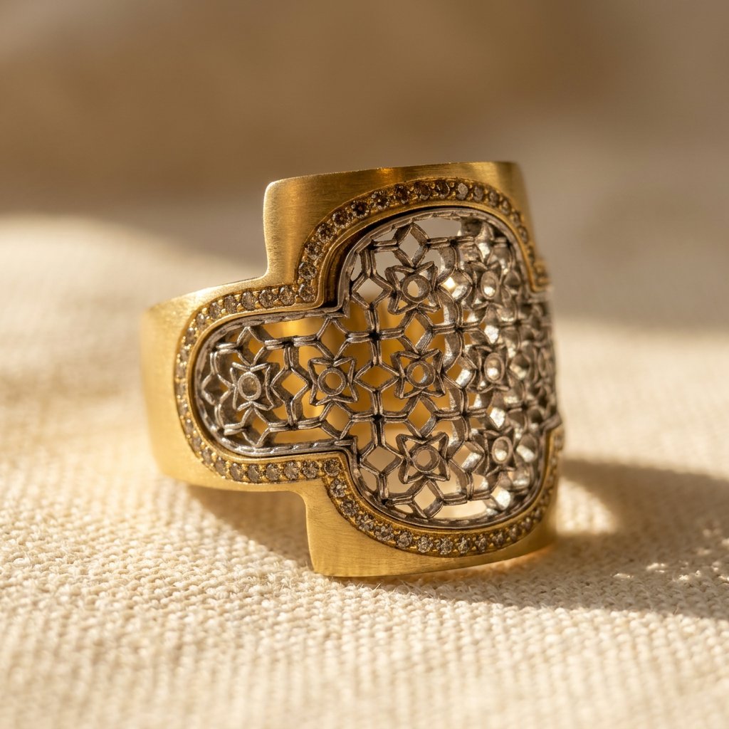 Vintage Gold Filigree Floral Cutout Ring
