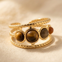 Vintage Gold Tigers Eye Multi Stone Ring