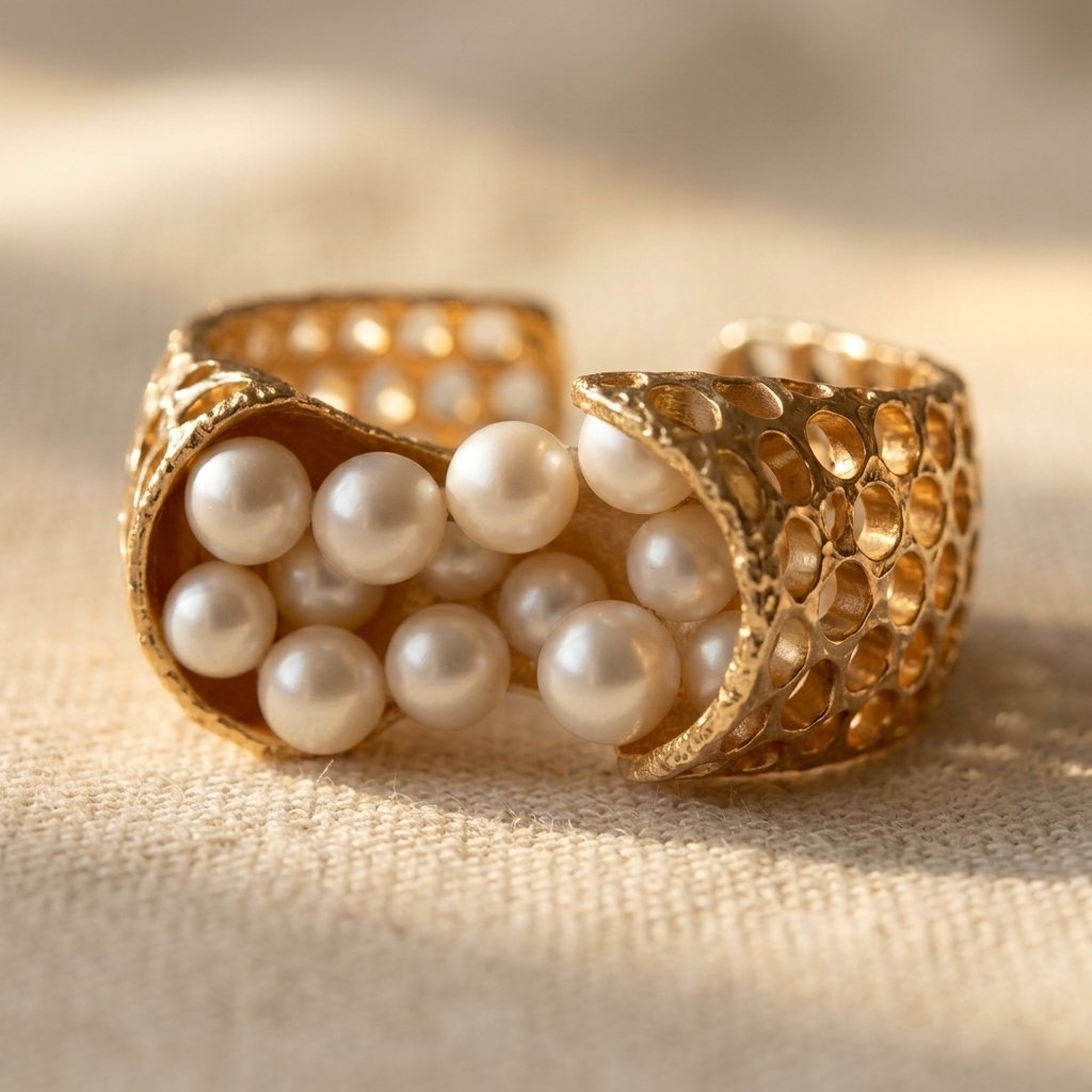Gold Filigree Pearl Cluster Ring
