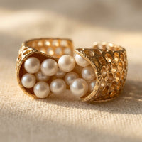 Gold Filigree Pearl Cluster Ring