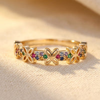 Boho Gold Multicolor Gemstone Floral Ring