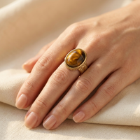 Gold Tiger's Eye Oval Cabochon Ring