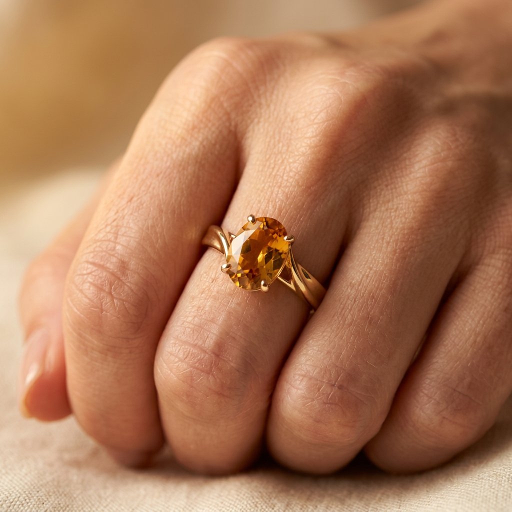 Vintage Gold Amber Oval Ring
