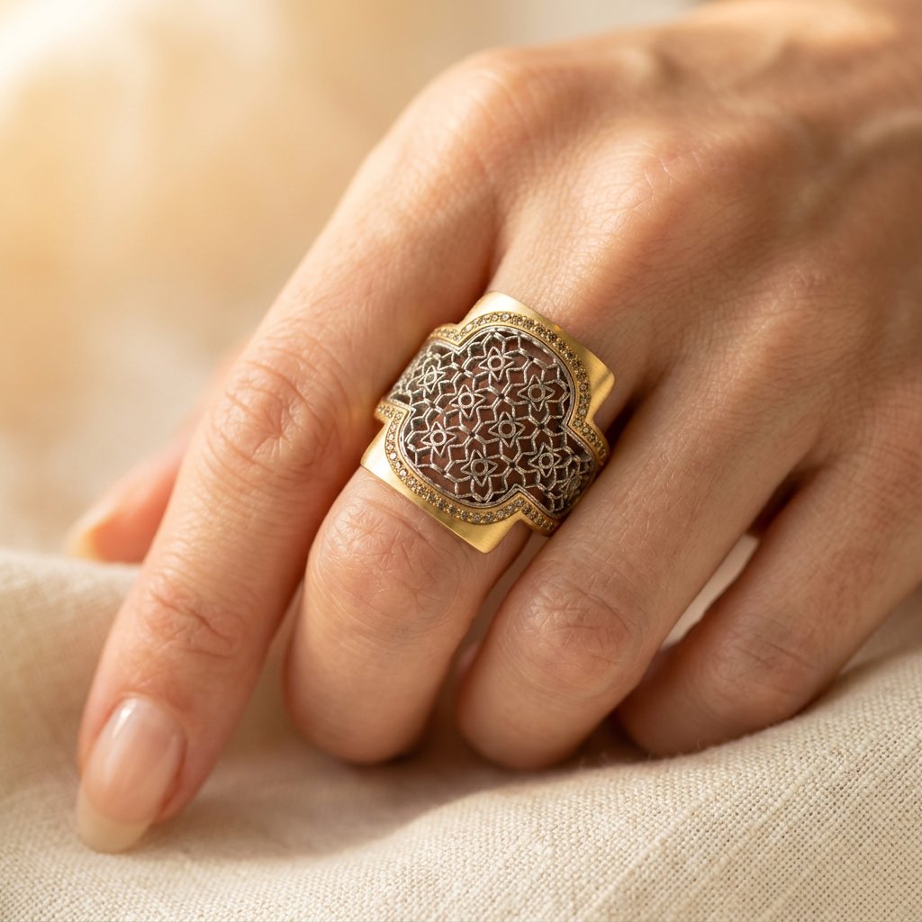 Vintage Gold Filigree Floral Cutout Ring