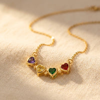 Gold Multicolor Heart Charm Necklace