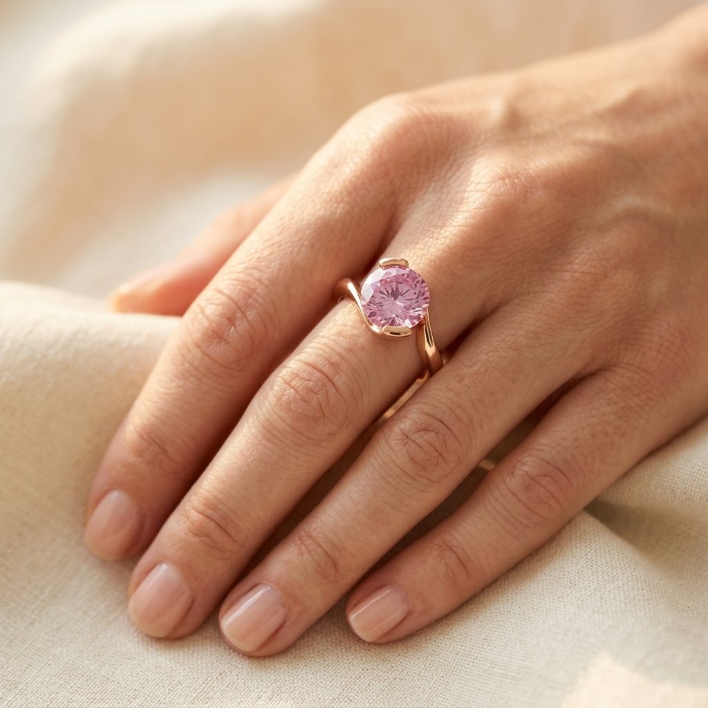Rose Gold Pink Tourmaline Oval Ring