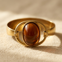 Vintage Gold Oval Smoky Stone Hollow Ring