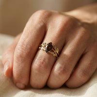 Vintage Gold Smoky Quartz Leaf Ring