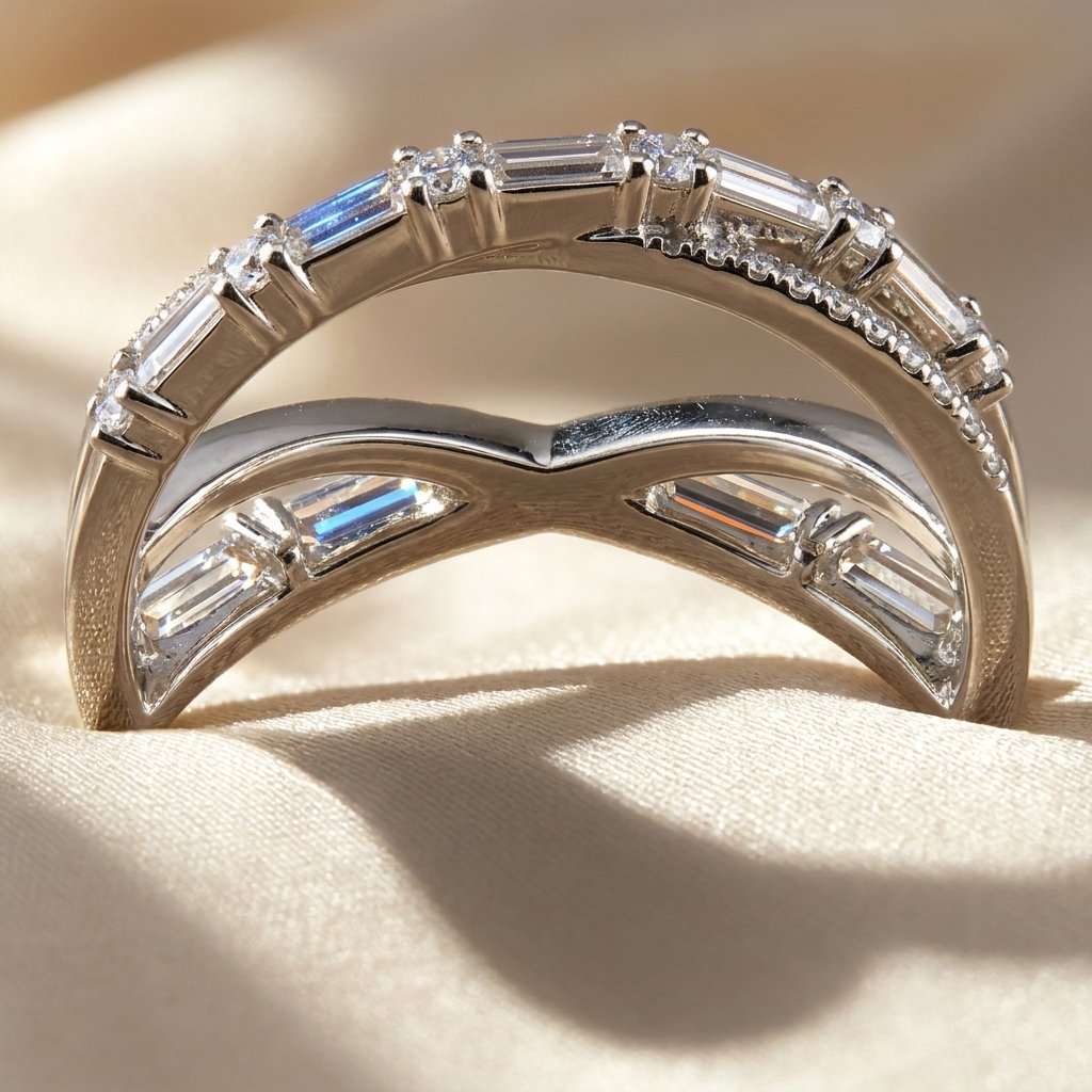 Silver Crisscross Cubic Zirconia Ring