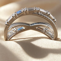 Silver Crisscross Cubic Zirconia Ring