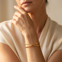 Gold Twisted Cuff Open Bracelet