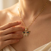 Gold Multicolor Gemstone Butterfly Necklace