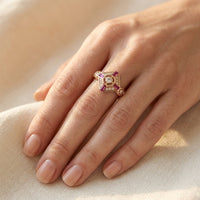 Gold Ruby Diamond Art Deco Ring