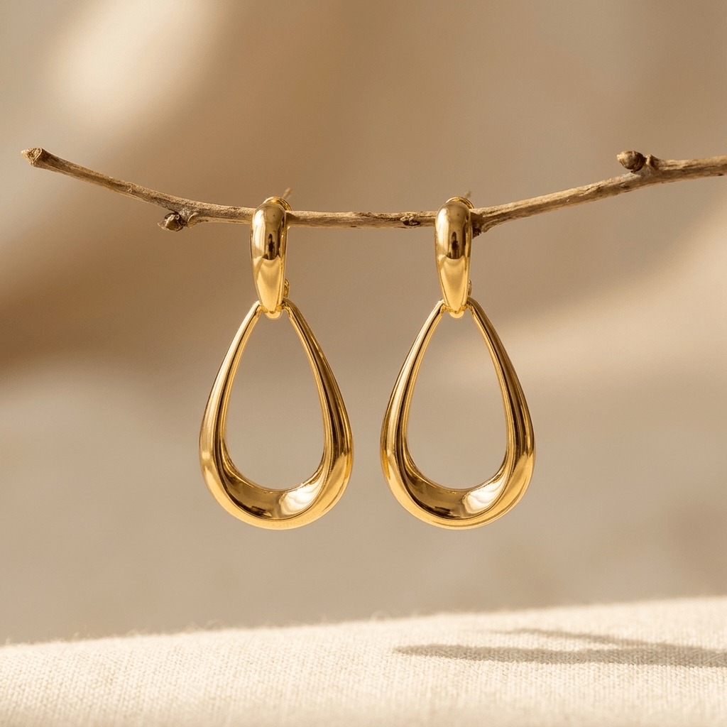Elegant Gold Teardrop Dangle Earrings