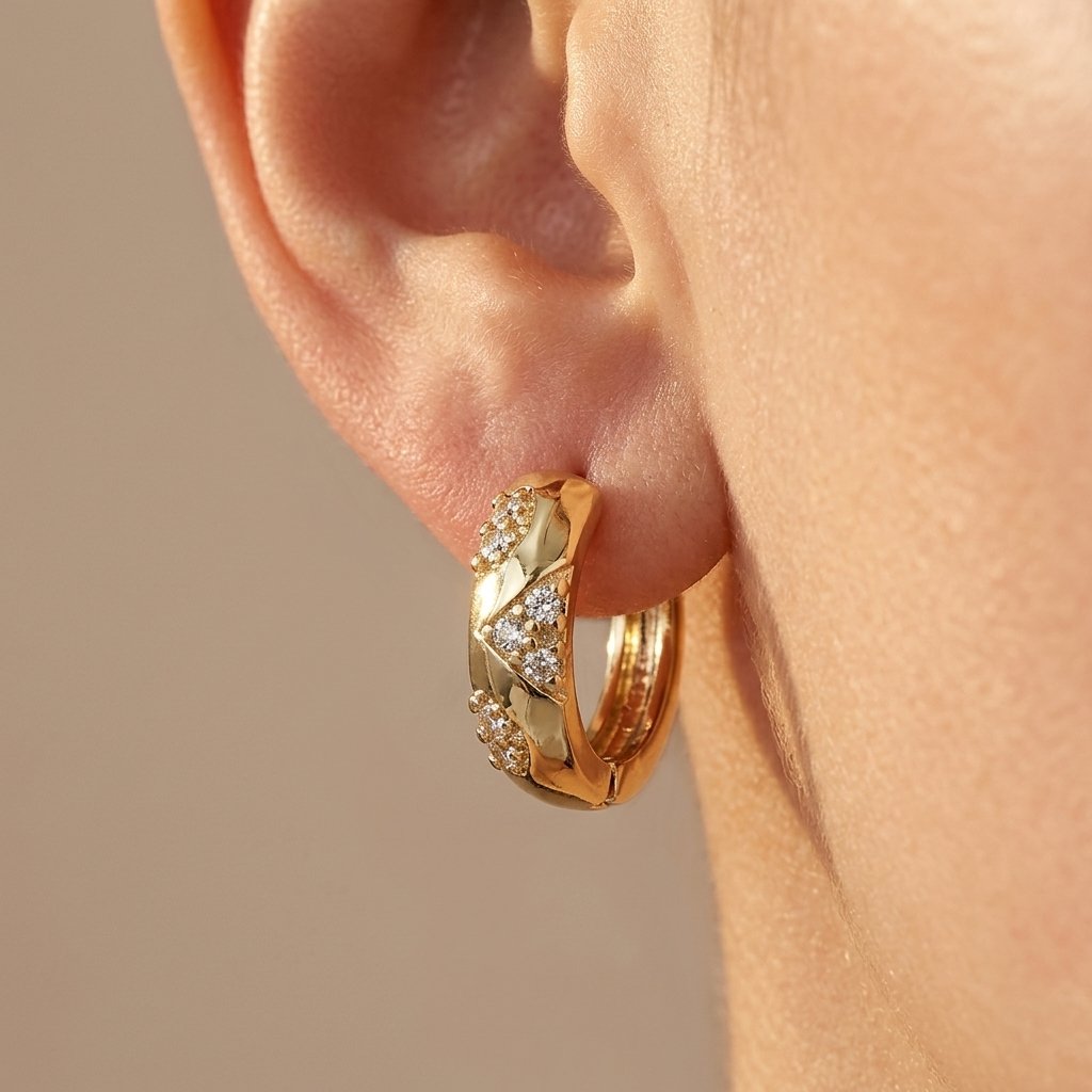 Gold Filigree Crystal Hoop Earrings