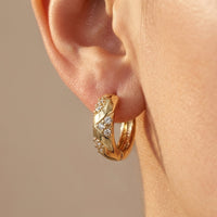 Gold Filigree Crystal Hoop Earrings