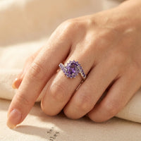 Vintage Silver Amethyst Halo Cluster Ring