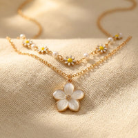 Boho Gold Layered Daisy Flower Necklace