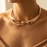 Gold Twisted Herringbone Chain Necklace