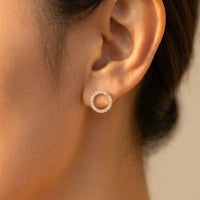 Gold Crystal Circle Halo Earrings