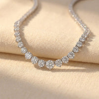Graduated Round Cubic Zirconia Tennis Necklace