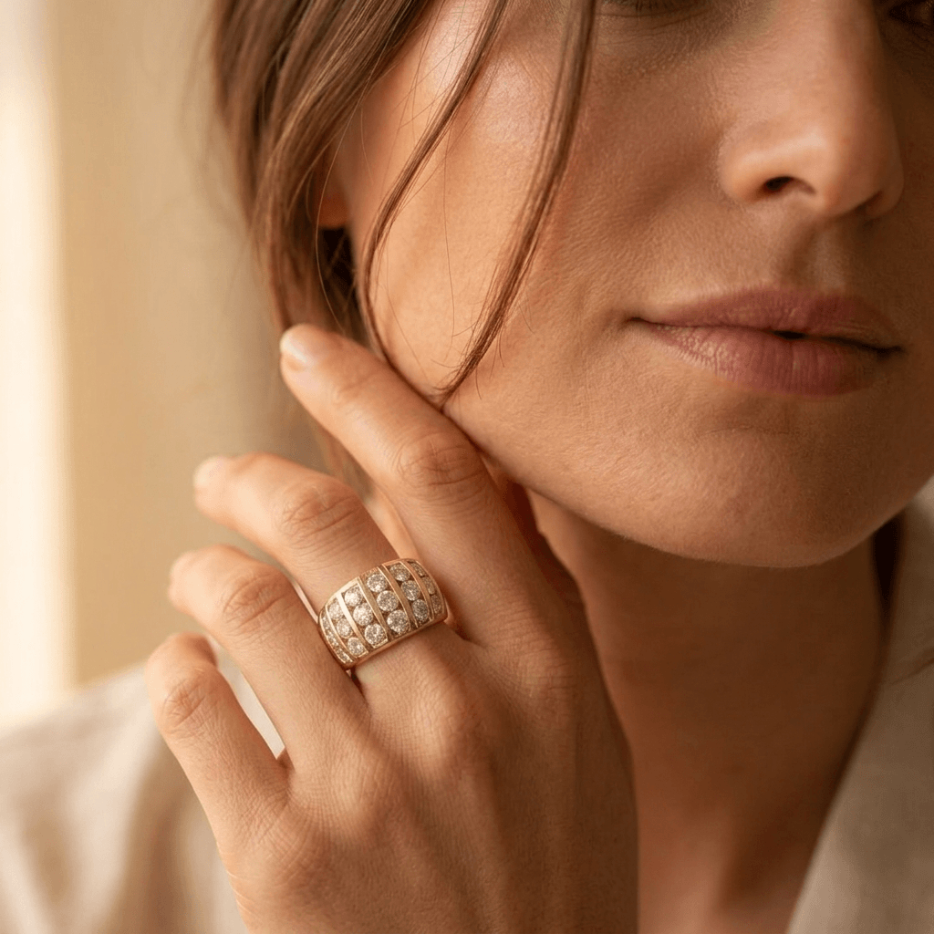 Vintage Wide Channel Synthetic Zirconia Ring