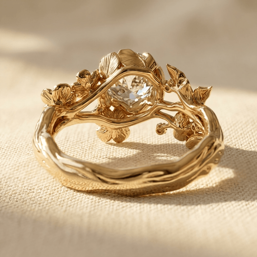 Exquisite Flower Zirconia Retro Handmade Engagement Ring