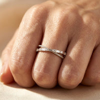 Silver Crisscross Cubic Zirconia Ring