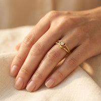 Gold Heart Shaped Round Cubic Zirconia Ring